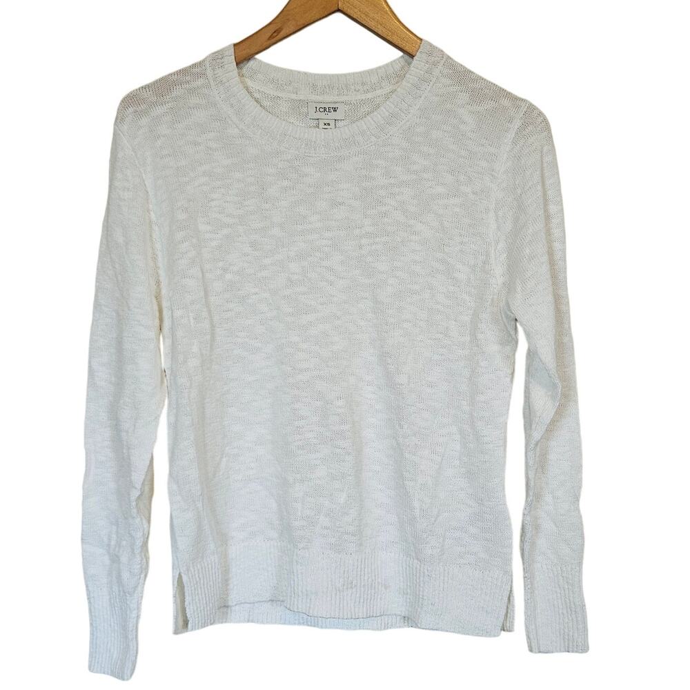 J Crew Beach Crewneck Sweater White Women's‎ X-Small Coastal Grandma